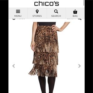 Chico’s fringe animal print skirt
